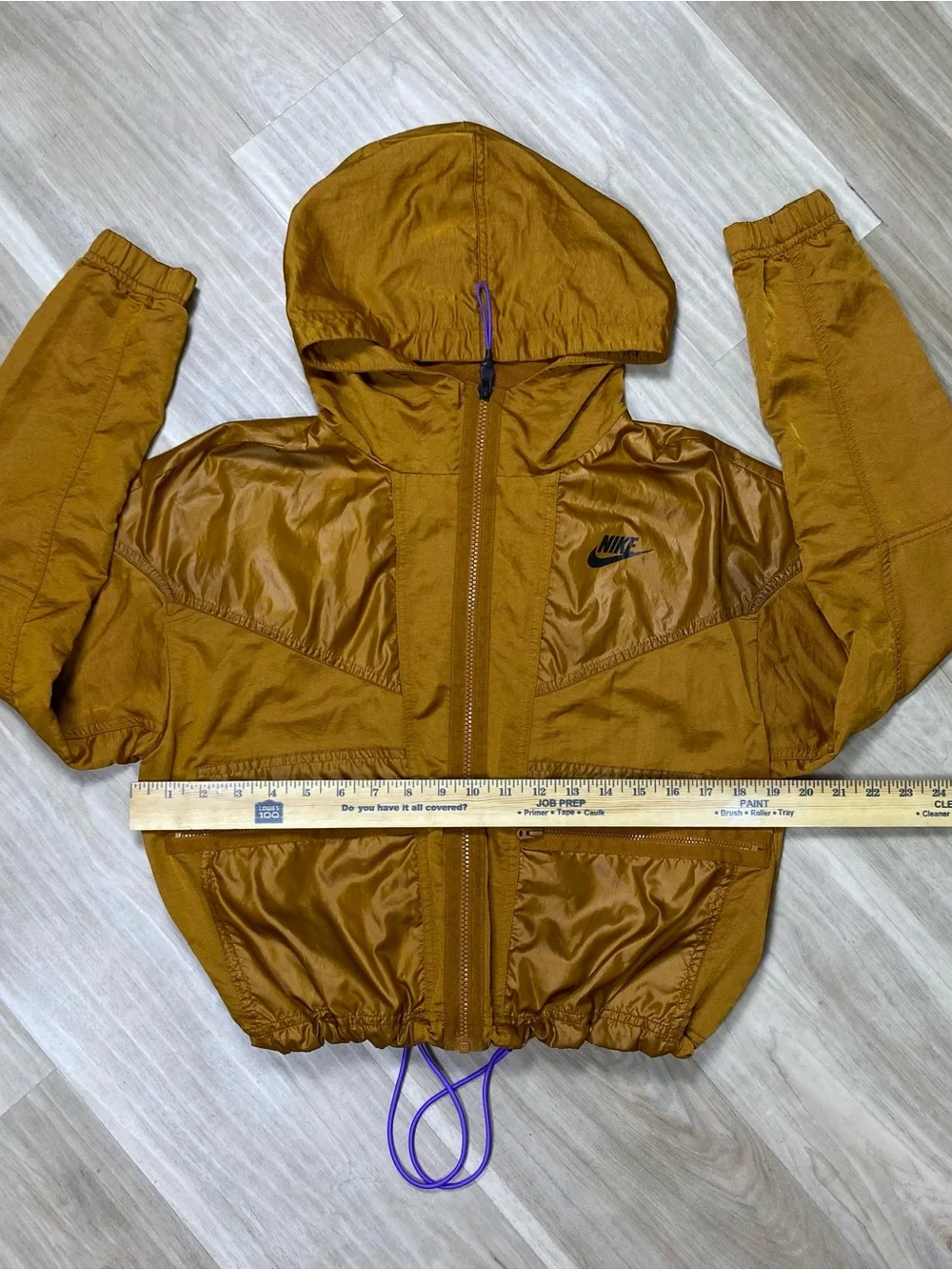 Nike Sportswear Womens Small Bronze Gold Hooded Windbreaker Jacket Cropped